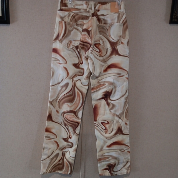 ZARA WOMENS PSYCHEDELIC BOHO Y2K MID RISE STRAIGHT JEANS, , SZ 2 - Picture 5 of 5